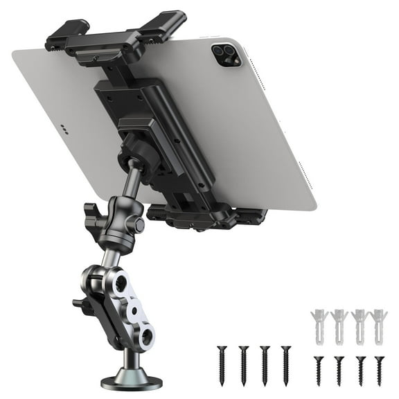 Tablet Mount for Truck Heavy Duty Drill Base Phone Holder for Truck with Aluminum Arm, Compatible with 4.7"-12.9" Tablets/iPad/Phones, iPad Truck Mount for Dashboard, Walls, Boat