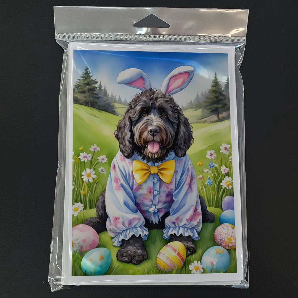 Portuguese Water Dog Easter Egg Hunt Greeting Cards Pack of 8 7 in x 5 in