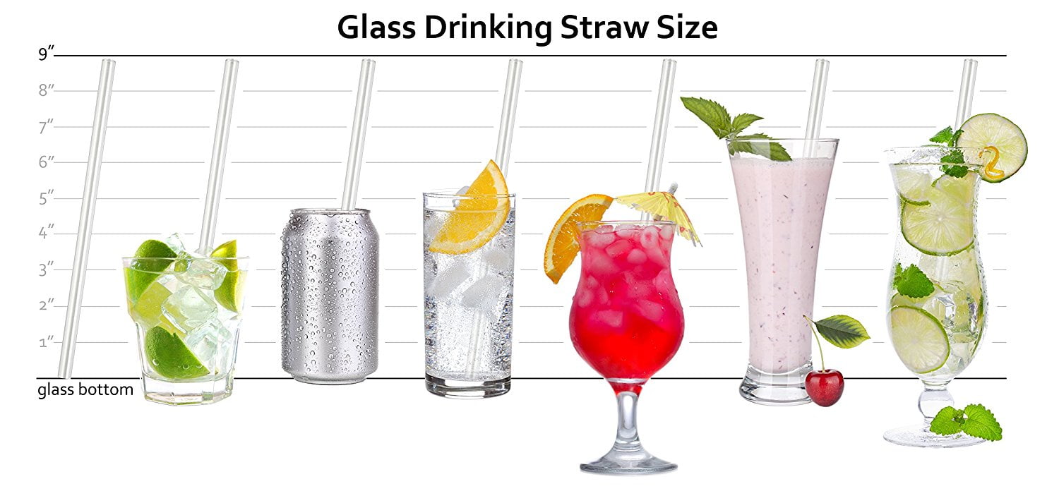 Glass Straws Clear 9' X 10 mm Drinking Straws Reusable Straws