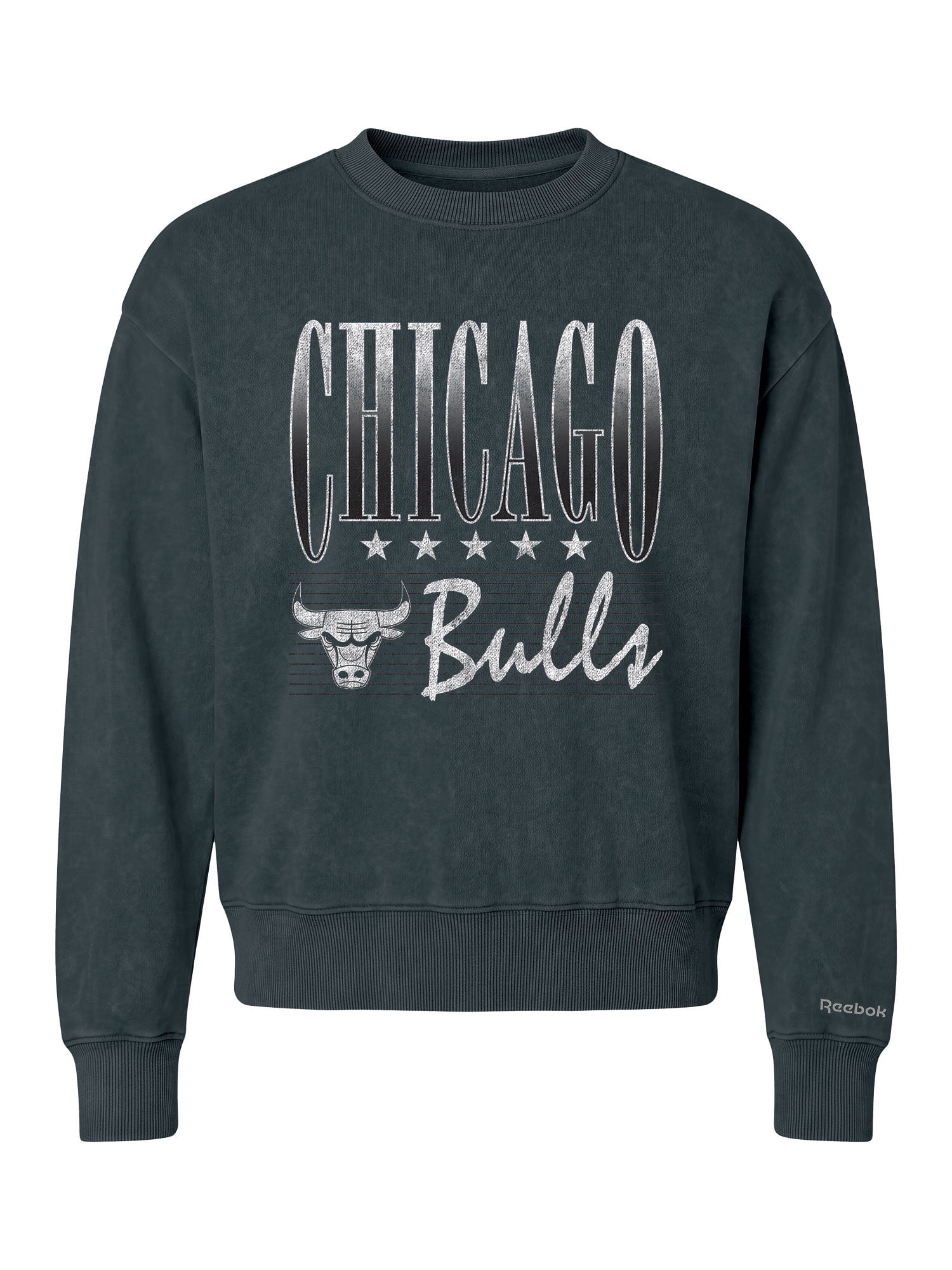 Chicago Bulls Reebok Womens Denim Wash Mock Neck Sweatshirt