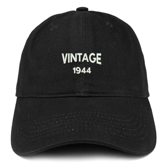 Trendy Apparel Shop Small Vintage 1944 Embroidered 74th Birthday Adjustable Cotton Cap - Black