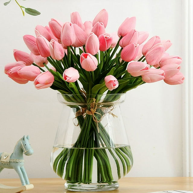 Trayknick 2 Pack 1 Bouquet Artificial Tulip Home Garden Wedding Flower Arrangement Desktop Decor