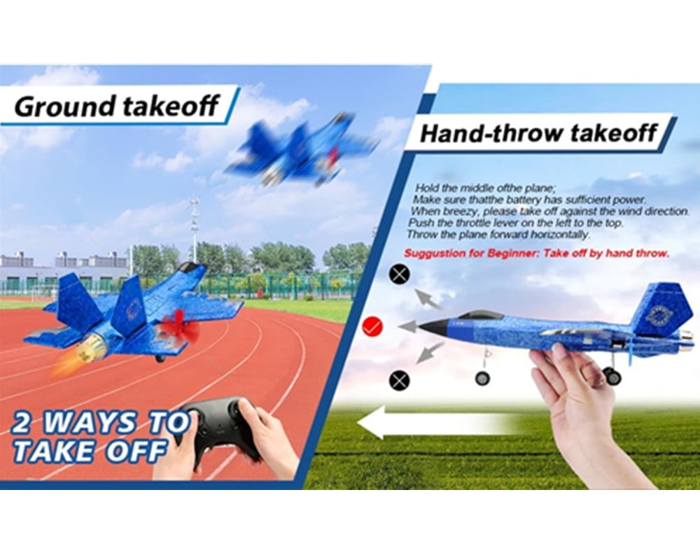 Roofworld RC Airplane F-35 Remote Control Jet Plane 2CH Easy to Fly for Adults Beginners (Blue)