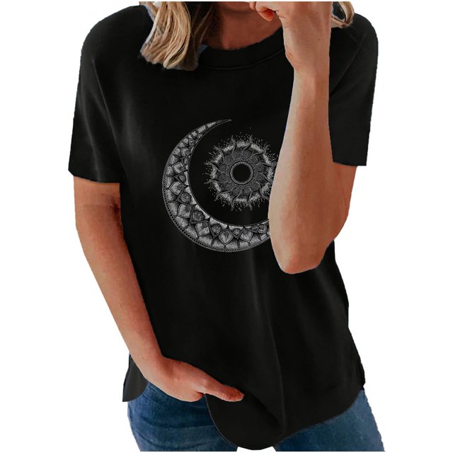 Pntutb moda adulta mujer cuello redondo manga corta tops camiseta estampados sueltos cortos Pntutb Pntutb-7045