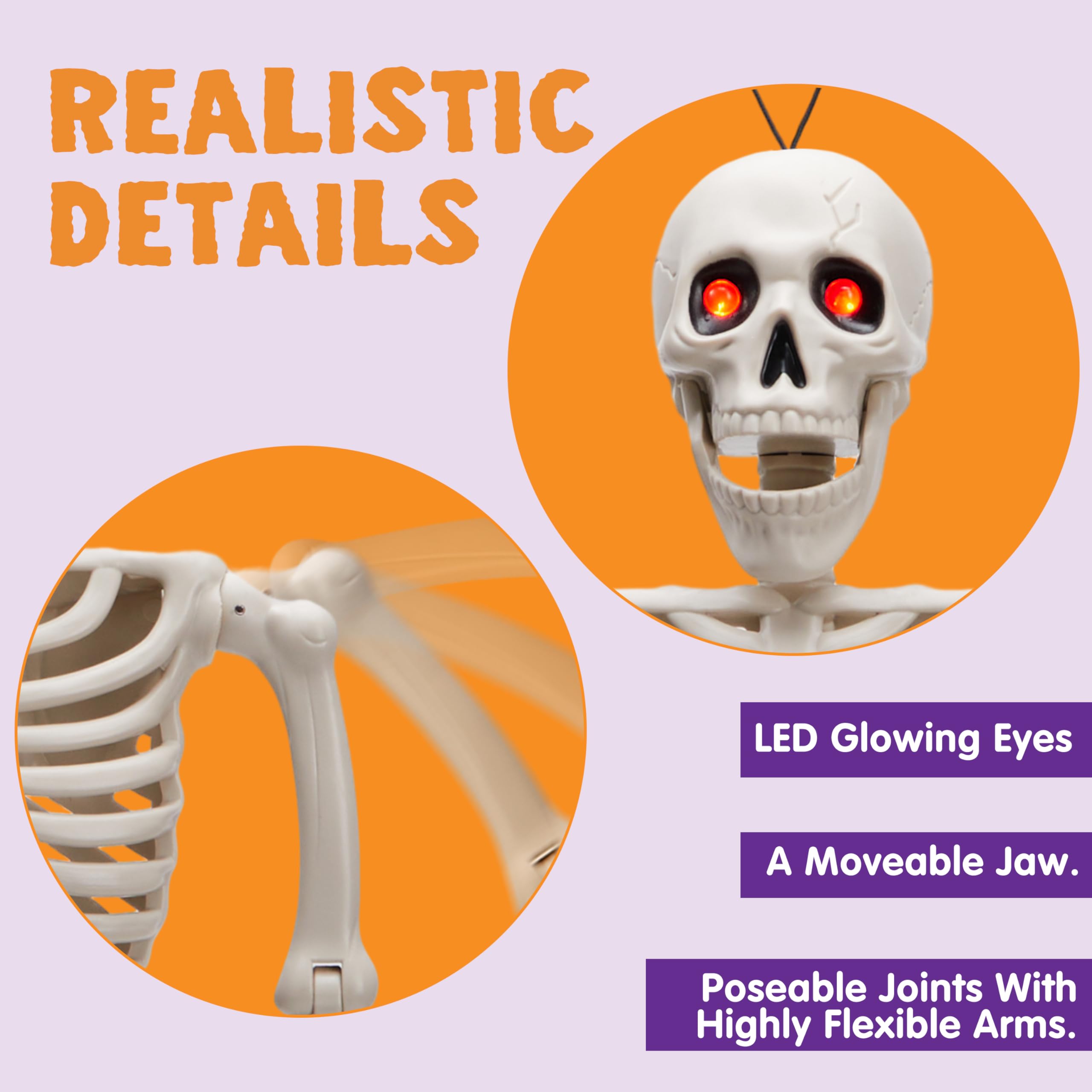 Joyfy 24" Posable Skeleton With LED Light Eyes photo 5