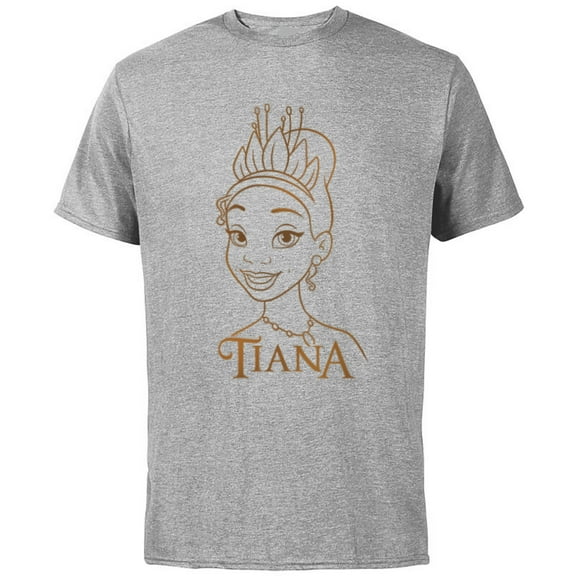 Disney Princess Celebration Minimalist Lines Tiana - Short Sleeve Cotton T-Shirt for Adults - Customized-Athletic Heather