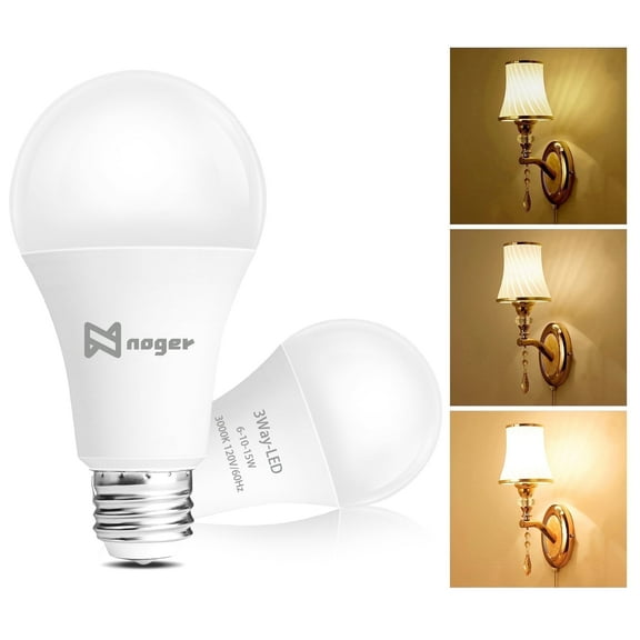 3 Way Light Bulbs 30 70 100W Equivalent, 3000K Warm White, A19 3 Way E26 Light Bulbs for Reading, 500-1200-1600LM, 2 Pack