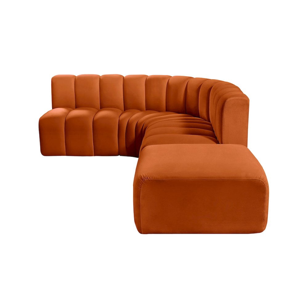Meridian Furniture Arc Cognac Velvet Modular Sectional