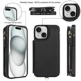 thumbnail image 4 of Wallet Case for Apple iPhone 14, with Crossbody Shoulder Strap & Hand Wrist Cards Holder Zipper Pocket Stand Feature Full Protective Shockpoof Phone Case for iPhone 14, Black, 4 of 8