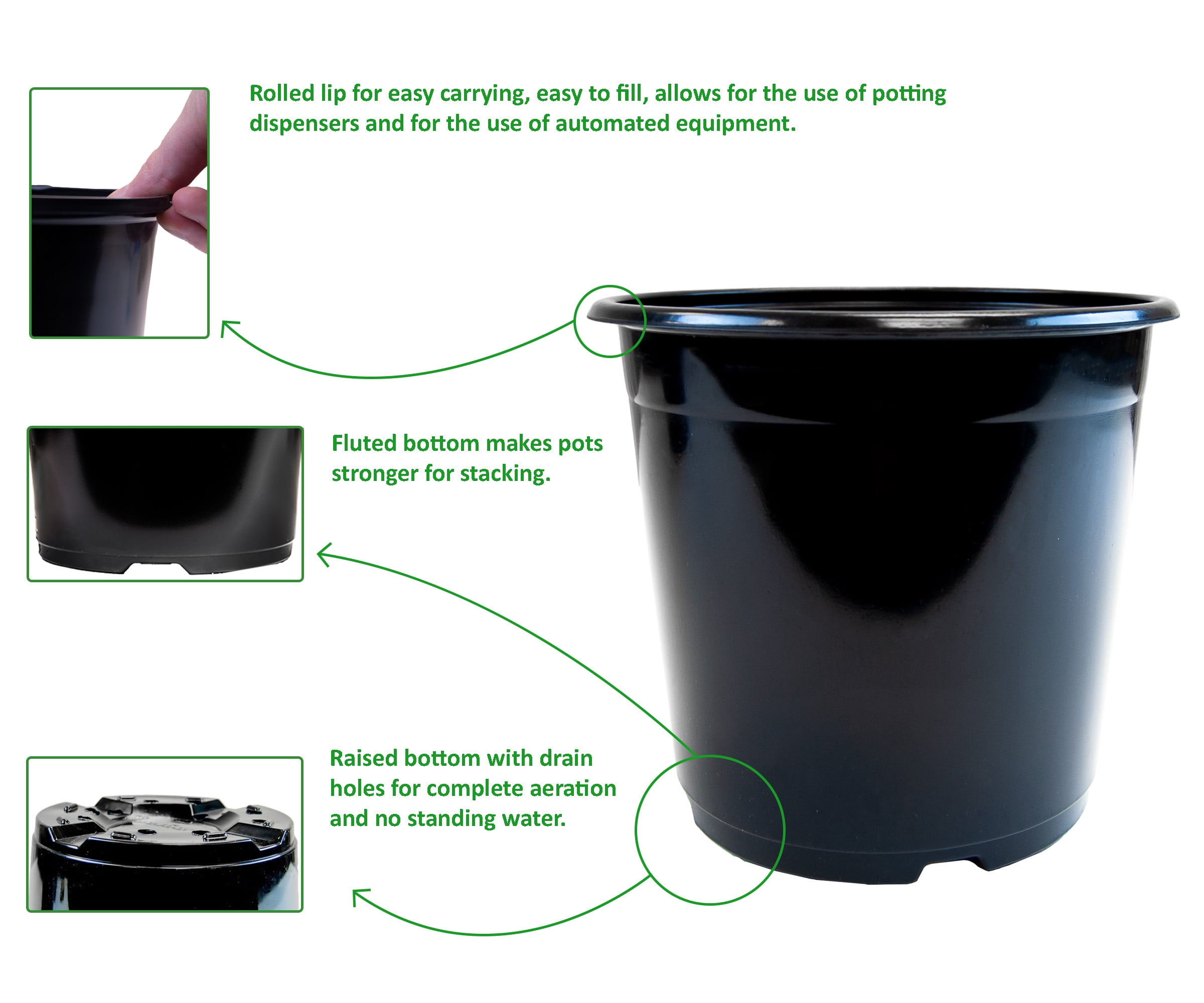 Viagrow Plastic Planter BPA Free Nursery Pots, 24 Pack, 1 Gallon, Black