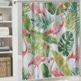 thumbnail image 6 of Orinice Tropical Flamingo Shower Curtains for Bathroom Green Palm Leaf Shower Curtain Set, Thick Textured Fabric Shower Curtain, 69x72, 6 of 7