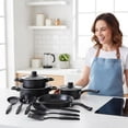 thumbnail image 2 of Juego de ollas y sartenes antiadherentes Juego de utensilios cocina 13 piezas con sartenes, tapas cacerola, cuchara, espátula y accesorios para cocina casera, utensilios antia, 2 of 6