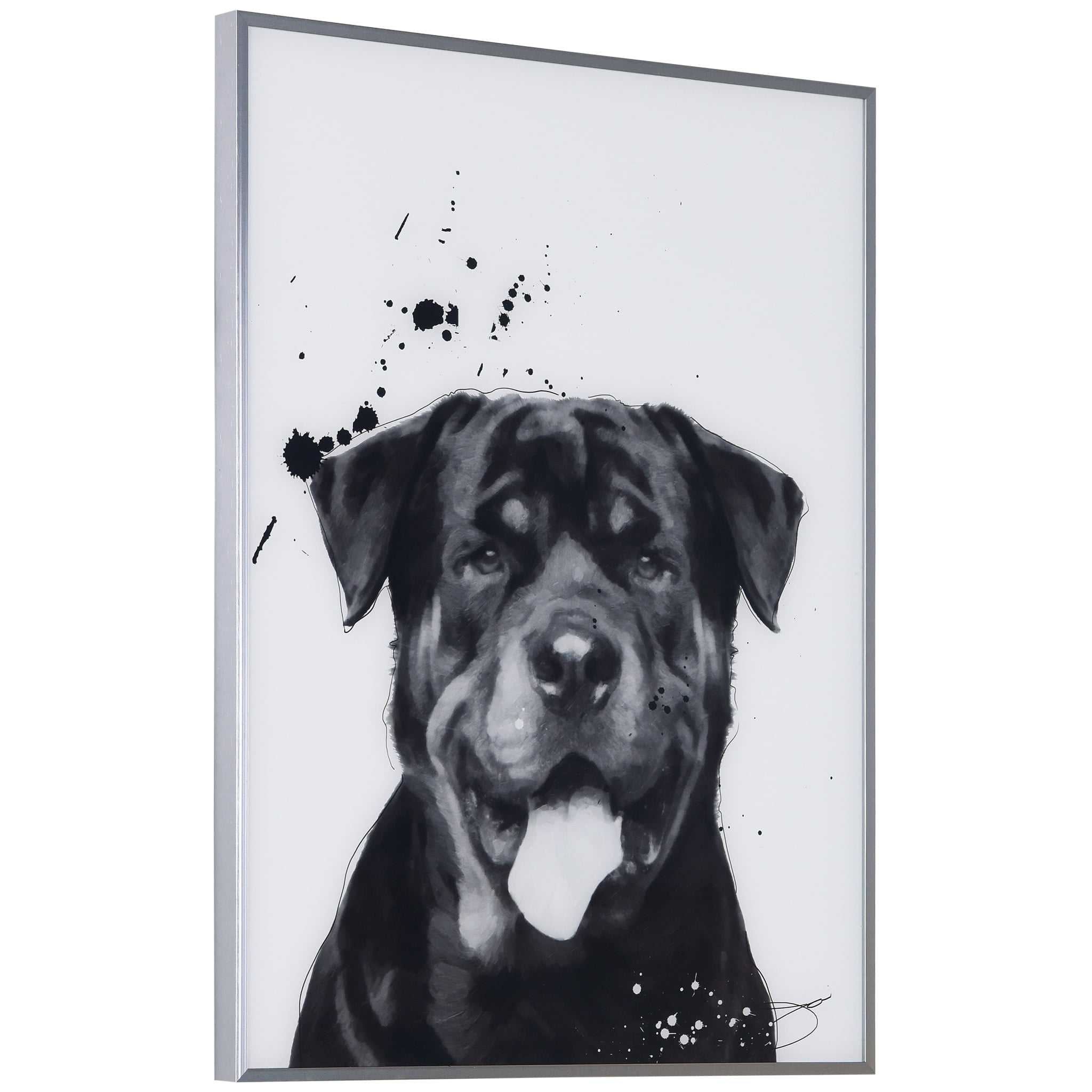 Empire Art Direct Poodle Black and White Pet Paintings on Reverse Printed  Glass Framed Dog Wall Art, 24 x 18 x 1, Ready to Hang 