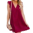 thumbnail image 1 of Summer V-neck Cotton Short Skirt Solid Color Dress California Romper For 2022- F, 1 of 3
