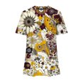 thumbnail image 4 of Charella Floral Printed Tops for Women Crew Neck Short Sleeve Shirts Loose Fit Tunic Blouses Casual Soft Comfy Clothes (2XL, Yellow), 4 of 5