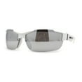 thumbnail image 1 of Xloop Mens Wrap Futuristic Half Rim Mirror Sport Sunglasses White Silver Mirror, 1 of 4