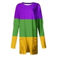thumbnail image 5 of SOOMLON Mardi Gras Tee Shirts for Women Carnival Tops Tuesday Party Long Sleeve Shirts Funny Color Block Print Outfits Plus Size Crew Neck Tshirts New Orleans Festival Tees 2025 Purple XL, 5 of 6