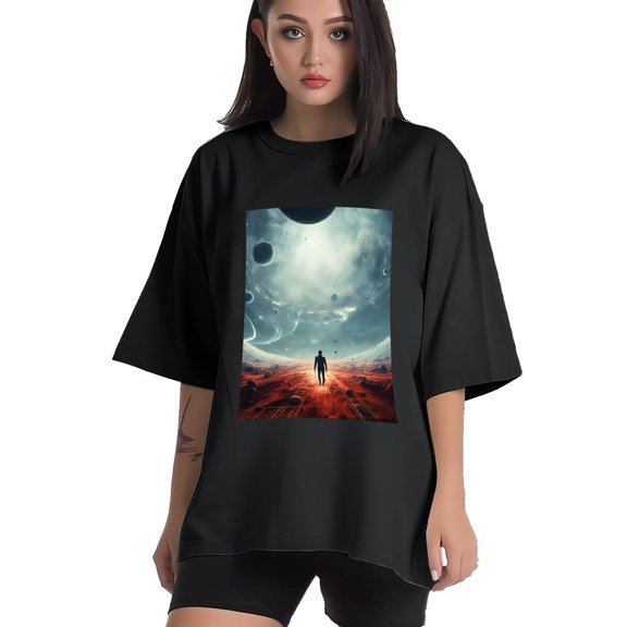 Plus Size Shirt for Women Black Tops for Women Short Sleeves Shirt for Women Space 1 T Shirt Crewneck Shirt for Women XS