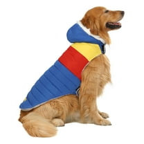 HDE Dog Puffer Jacket Fleece Lined Winter Coat with Harness Hole 90s Colorblock XXL