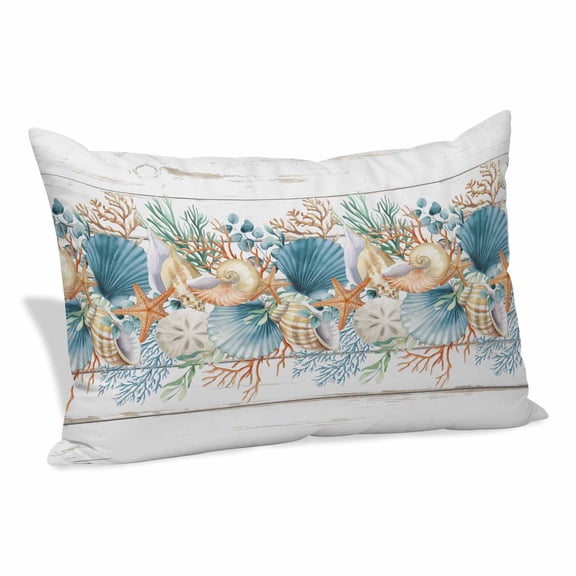 Vintage Beach Coastal Pillow Covers 24"x36", Nautical Shell Starfish Coral Summer Soft Brushed Microfiber Breathable Throw Pillow Covers, Decorative Pillowcase with Zipper for Couch Sofa Bedroom
