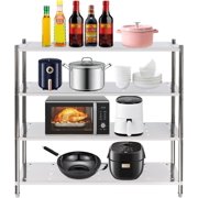 Stainless Steel Shelves 60"*18.5"*60" Storage Shelf 4 Tier Adjustable Shelf Storage Unit Heavy Duty Shelving Units and Storage for Kitchen Commercial Office Garage Storage (Perforated model)