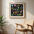 thumbnail image 6 of 80s Style Abstract Color Shapes on Black - Digital Art Geometric Modern Art Abstract Pop Art Pattern Retro Unframed Wall Art Print 6 x 6 inches, 6 of 9