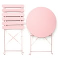 thumbnail image 4 of Bananova 3 Piece Outdoor Folding Bistro Set, Metal Patio Table and Chairs Set, Round Garden Table with 2 Folding Chairs for Patio Balcony Yard, Pink, 4 of 6