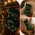 thumbnail image 4 of Yhmxh Velvet Christmas Stocking, 19 Inch Large Xmas Stocking with Golden Snowflake Embroidery & Merry Christmas Lettering, Hanging Plush Cuff Stocking for Fireplace Mantel Christmas Home Decor, 4 of 6