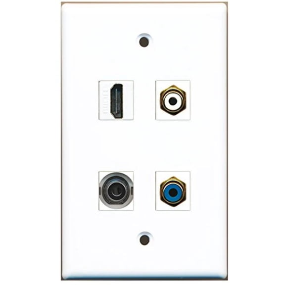 RiteAV - 1 Port HDMI 1 Port RCA White 1 Port RCA Blue 1 Port 3.5mm Wall Plate