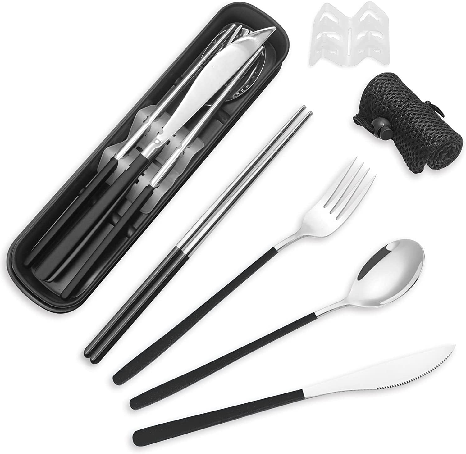 Stainless Steel Cutlery Set with Case, STONCEL Portable Travel Lunch