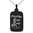 thumbnail image 2 of Stainless Steel Letter E Initial Royal Monogram Engraved Small Rectangle Dog Tag Charm Pendant Necklace, 2 of 4