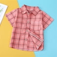 thumbnail image 6 of XuJwPNcy Little Boys Button Down Shirts Short Sleeve Comfy Plaid Tops Infant Collar T-Shirts Kids Summer Outfits with Pocket, 6 of 6