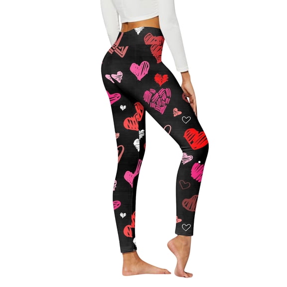 YUEHUA Cotton Leggings for Women High Waist Cute Heart Spring Warm Pantyhose Thick Workout Leggings Valentine's Day Gifts for Teens