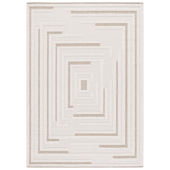 SAFAVIEH Global Roswell Geometric Indoor/Outdoor Area Rug, Light Beige/Beige, 8' x 10'