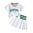 thumbnail image 2 of Toddler Girl Golf Outfit Set Short Sleeve V-Neck Tee with Pleated Skirt School Outfits Girls Sets 12-18 Months, 2 of 9