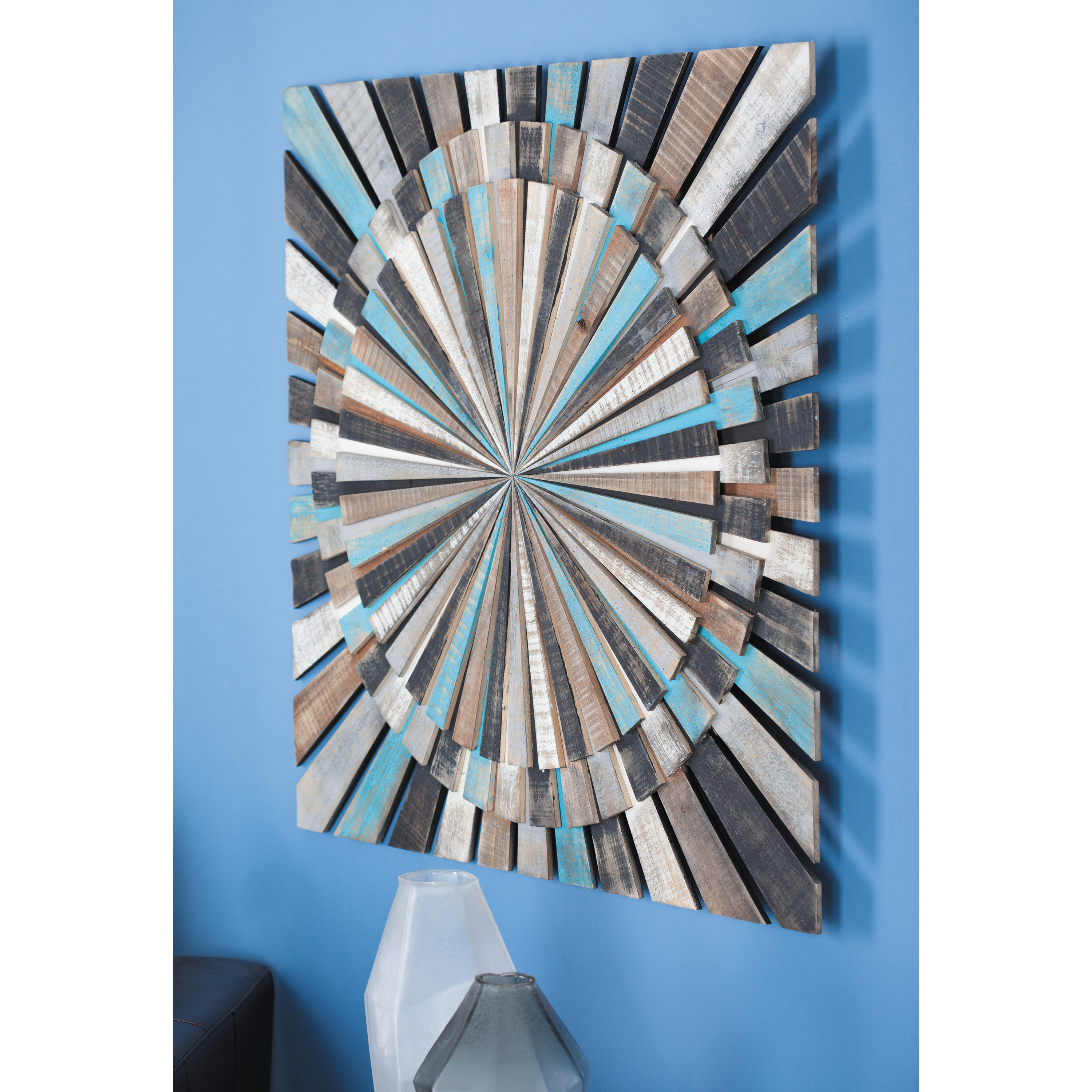 DecMode Multi Colored Wood Handmade Carved Starburst Wall Decor - image 2 of 13