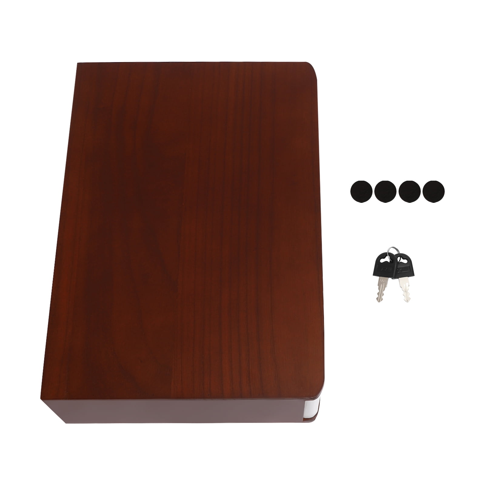 Office Wood Desktop Drawer Cabinet with Lockable Drawer, File Organizer Storage Box Countertop Drawer Cabinets for Home Office (Walnut Color+White)