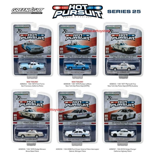 GREENLIGHT 1:64 HOT PURSUIT SERIES 25 ASSORTMENT SET OF 6 42820 - Walmart.com - Walmart.com