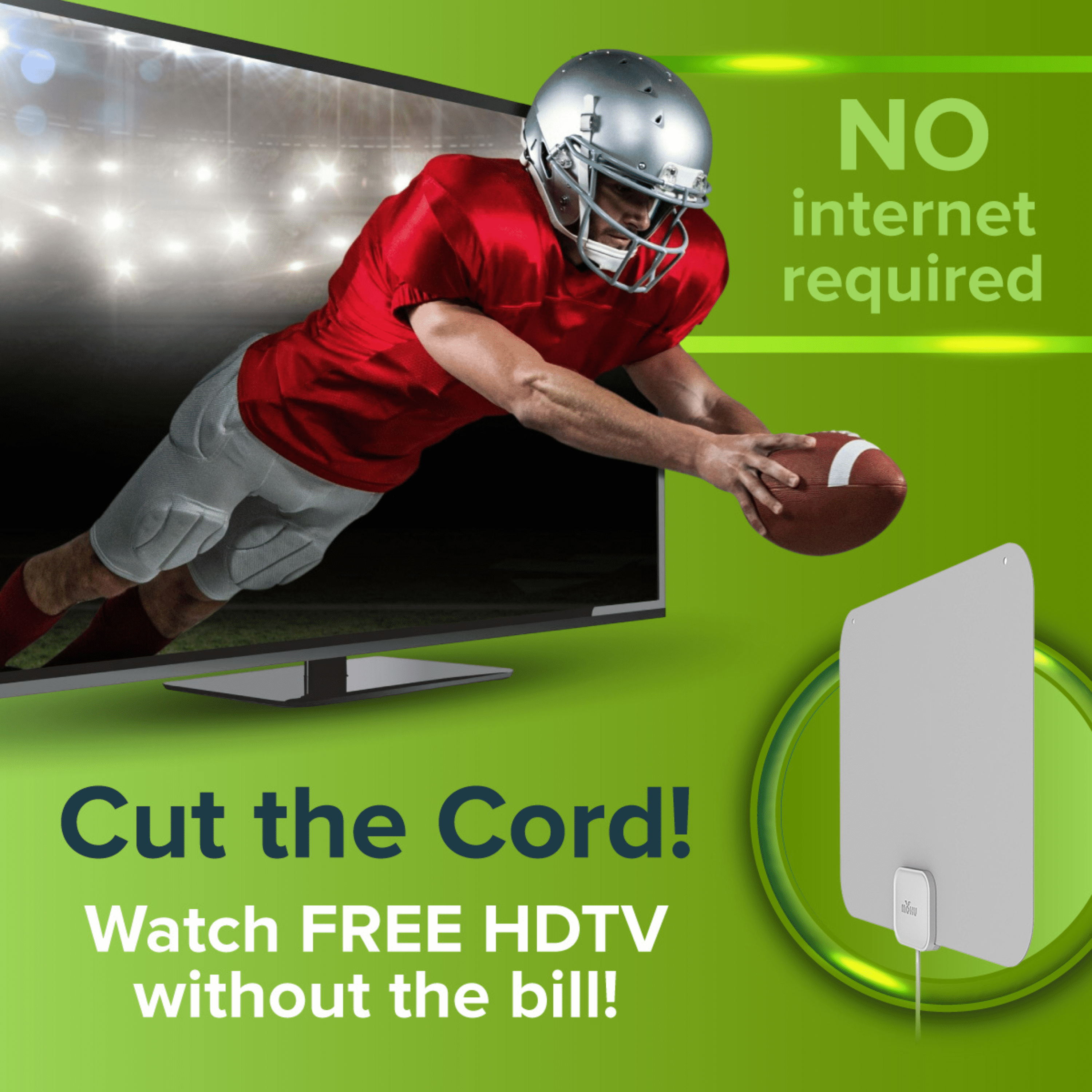 Mohu Leaf Amplified Indoor HDTV Antenna (Grey) with 12ft. Coaxial Cable