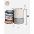 thumbnail image 2 of StorageWorks Cesta para la colada de cuerda de algodón de 72 L con asas de cuentas de madera, cesta tejida para almacenamiento, ropa sucia, juguetes para niños, toallas, blanco y gris, 2 of 5