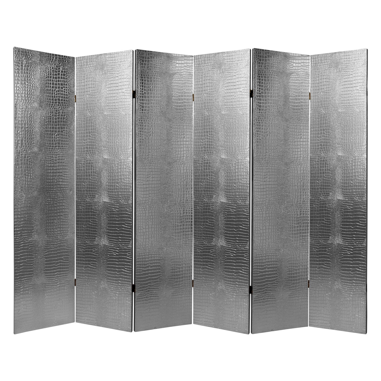Oriental Furniture 6 Ft Tall Faux Leather Crocodile Room Divider, Faux Leather, Modern style