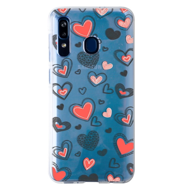 Funda para Galaxy A20 InstaCase Corazones Grafito Protector Antigolpes