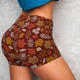 thumbnail image 2 of KLL Autumn Warm Tone Maple Leaf Pattern Workout Shorts for Women Scrunch Short Gym Yoga Running Sport Active Exercise Fitness Shorts, 2 of 5