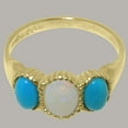 thumbnail image 4 of LBG British Made 10k Yellow Gold Opal & Turquoise ring Womens Anniversary Ring - 33 size options - Size 11.75, 4 of 7