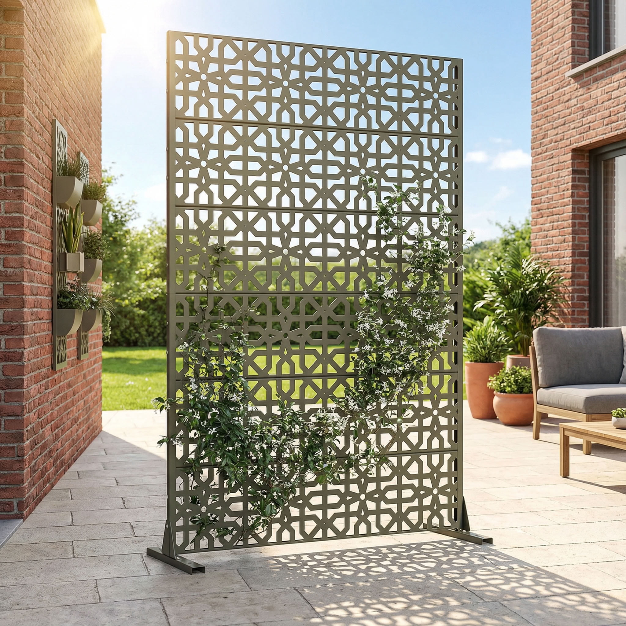 MAYEERTY 6 Panels Outdoor Privacy Screen, Metal Decorative Privacy Fence, Privacy Panel for Patio, Balcony, Backyard, Garden