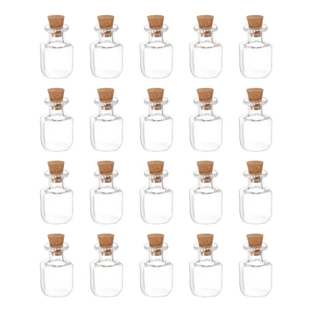 Unique Bargains Mini Bouteilles en Verre avec Liège Forme Carrée Bouteille à Souhaits, 20 Pcs