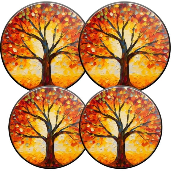 Electric Stove Burner Covers, Set of 4, Round Burner Cover,8 and 10 Inch,Vibrant Autumn Tree with Colorful Leaves