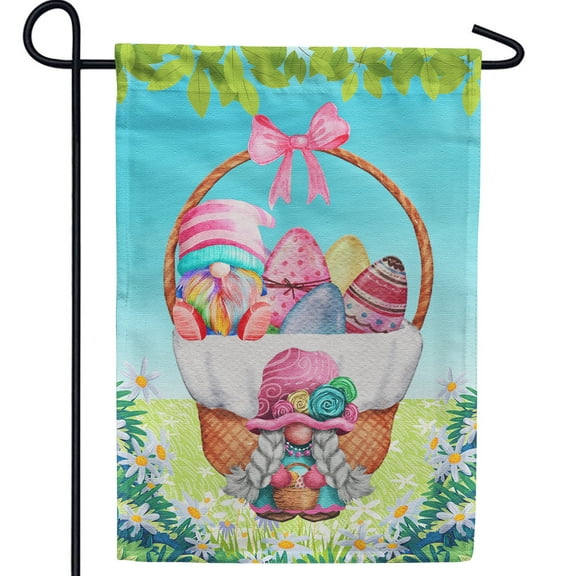 America Forever Easter Basket Garden Flag 12.5 x18 inch Double Sided Eggs Gnome Girl Farmhouse Small Spring Flowers Holiday Seasonal Easter Day Flags for Outdoor Yard Lawn Decoration