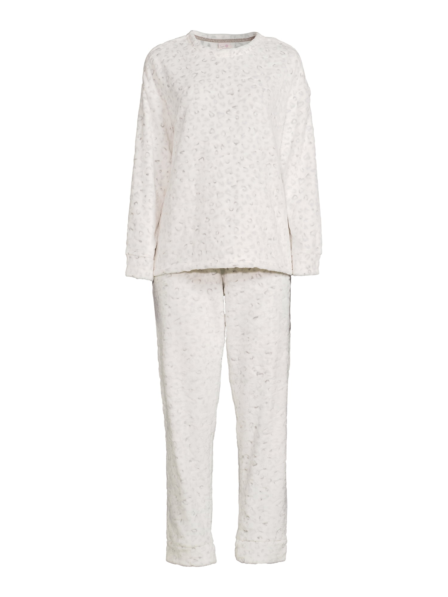 Secret Treasures Women's Plush Leopard Pajamas, 2-Piece