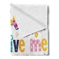 thumbnail image 2 of Butterfly Soft Flannel Fleece Throw Blanket, Love Words Hearts Happy Butterflies Flowers Romantic Cartoon Style Print, Cozy Plush for Indoor and Outdoor Use, 50" x 60", Multicolor, by Ambesonne, 2 of 5